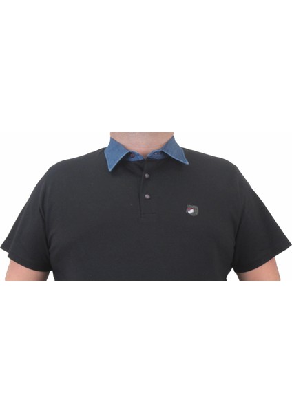 Mocgrande Büyük Beden Polo Kot Yaka T-Shirt 23420 Sıyah fırsatları