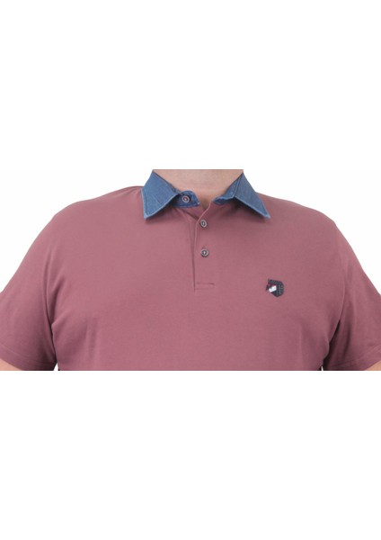 Mocgrande Büyük Beden Polo Kot Yaka T-Shirt 23420 Eflatun