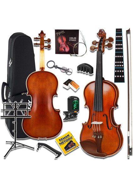 GLA-124X SET Profesyonel Üst Kalite GÜL Ağacı Keman 4/4 Tam Boy