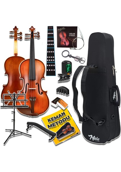 GLA-124X SET Profesyonel Üst Kalite GÜL Ağacı Keman 4/4 Tam Boy