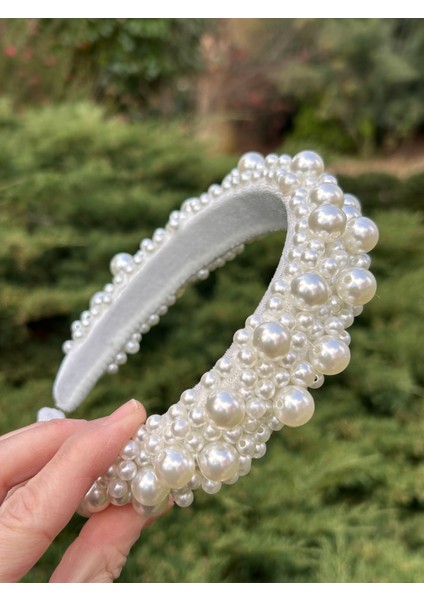 Tasarım Abiye El Işlemesi Düğün Kına Nişan Afterparty Kadın Beyaz Inci Taç fırsatları