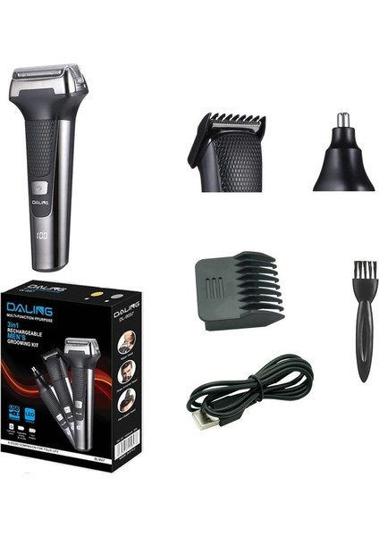Altın Tarzı 3in1 Bakım Seti Elektrikli Tıraş Makinesi Erkekler Için Şarj Edilebilir Sakal ve Saç Düzeltici Elektrikli Tıraş Makinesi Yüz Vücut Tıraş Makinesi (Yurt Dışından)