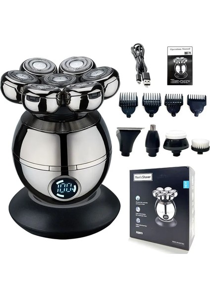 Withbox-Standart Stil 5 In 1 Elektrikli Kafa Tıraş Makinesi Kel Erkekler Için 7d Yüzen Kesici Sakal Düzeltici Clipper Ipx5 Su Geçirmez Tıraş USB Kablosuz Şarj (Yurt Dışından) fiyatları