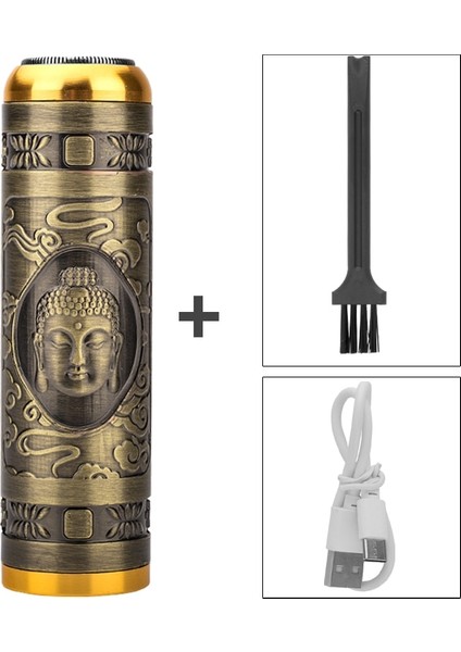 Buda Tarzı Waıkıl Ev Aletleri Erkekler Elektrikli Tıraş Makinesi Seçimi Mini Retro Döner USB Şarj Edilebilir Taşınabilir Tıraş Makinesi Erkekler Için Sakal Jilet (Yurt Dışından)