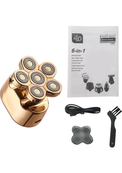 Standart Stil Kel Kafa Tıraş Makinesi Elektrikli Tıraş Makinesi Erkekler Jileti Sakal Saç Düzeltici Şarj Edilebilir LED Ekran Ipx6 Su Geçirmez 6 In 1 Kiti (Yurt Dışından)