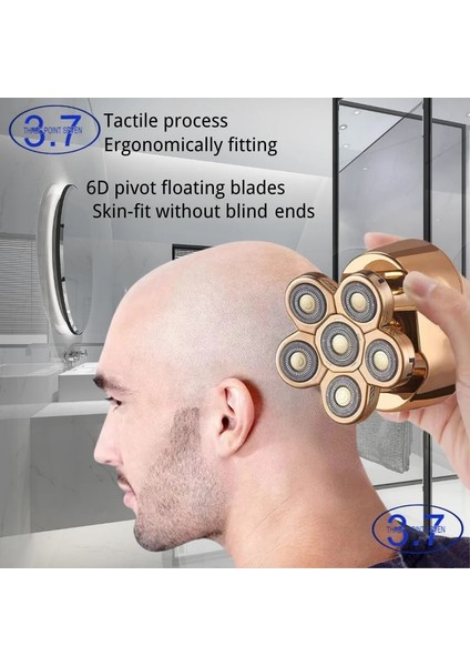 Standart Stil Kel Kafa Tıraş Makinesi Elektrikli Tıraş Makinesi Erkekler Jileti Sakal Saç Düzeltici Şarj Edilebilir LED Ekran Ipx6 Su Geçirmez 6 In 1 Kiti (Yurt Dışından) indirimleri
