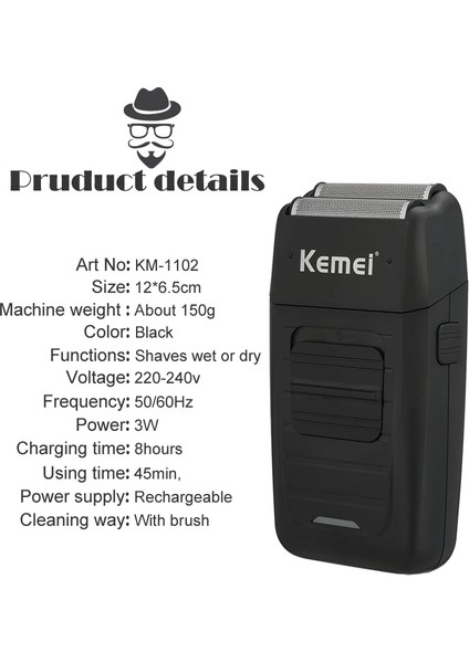 KM-1102D1 Stili Kemei 3D Elektrikli Tıraş Makinesi Erkekler Elektrikli Tıraş Makinesi Şarj Edilebilir Yüzen Sakal Tıraş Makinesi Saç Düzeltici Yüz Bakımı Tıraş Makinesi (Yurt Dışından) fiyatları