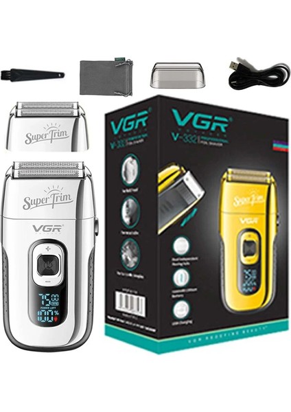Kırmızı Stil Vgr Şarj Edilebilir 3 Vitesli Sakal ve Saç Elektrikli Tıraş Makinesi Erkekler Için Kel Kafa Tıraş Makinesi Berber Elektrikli Tıraş Makinesi Ekstra Mesh ile (Yurt Dışından)