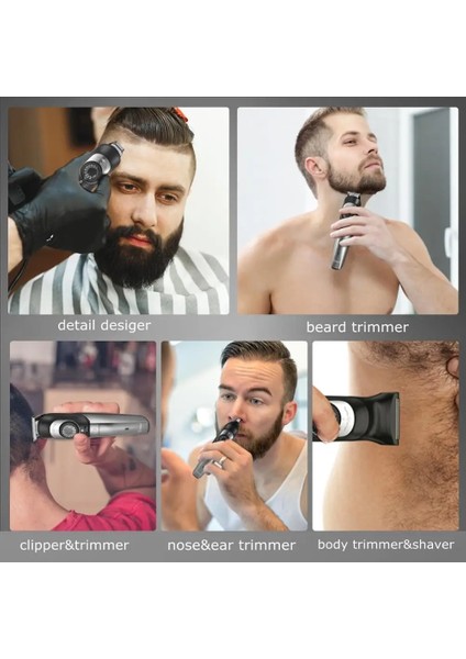 Yüz Vücut Profesyonel Elektrikli Tıraş Makinesi Bakım Seti Saç Tıraş Makinesi Sakal Tıraş Makinesi Şarj Edilebilir Çoklu Elektrikli Tıraş Makinesi Seti (Yurt Dışından)