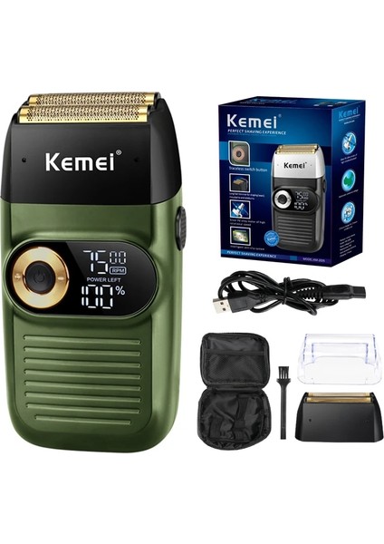 Yeşil Stil Keme Şarj Edilebilir Elektrikli Tıraş Makinesi LCD Ekran Taşınabilir Akülü Erkek Pistonlu Jilet Sakal Düzeltici (Yurt Dışından) fiyatları
