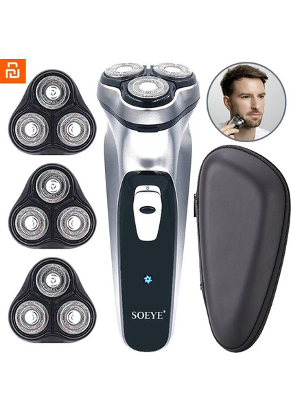 BS001 Tarzı Soeye Erkek Elektrikli Tıraş Makinesi Elektrikli Tıraş Makinesi 3D Traş Makineleri Erkekler Için Profesyonel Sakal Düzeltici Şarj Edilebilir LED Gösterge Işığı ile (Yurt Dışından)