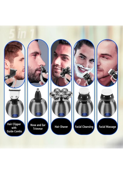 Standart Kutu Stili Erkek Bakım Seti Islak Kuru Elektrikli Tıraş Makinesi Sakal Saç Düzeltici Elektrikli Tıraş Makinesi Şarj Edilebilir Kel Kafa Tıraş Makinesi LCD Ekran (Yurt Dışından)