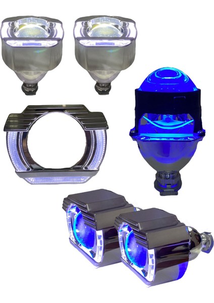 2.5 Inç Kesik U Bi-Xenon Mercek Beyaz Angel + Rgb Şeytan Göz