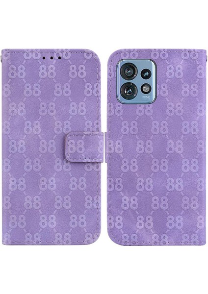 Motorola Kenar 40 Pro Kickstand Çift 8 Kabartmalı Cüzdan Pu Için Telefon Kılıfı (Yurt Dışından)