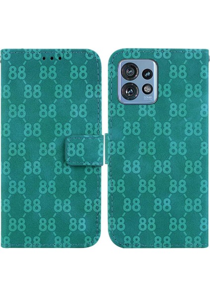 Motorola Kenar 40 Pro Kickstand Çift 8 Kabartmalı Cüzdan Pu Için Telefon Kılıfı (Yurt Dışından)