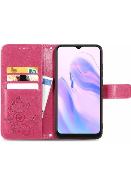 Blackview A70 Kısa Kayış Deri Dört Yaprak Telefon Kılıfı (Yurt Dışından)