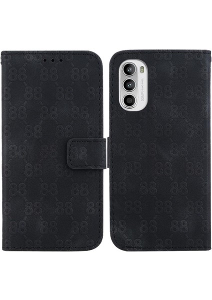 Motorola Moto G82/G52 Çift 8 Kabartmalı Kart Tutucu Pu Için Telefon Kılıfı (Yurt Dışından)