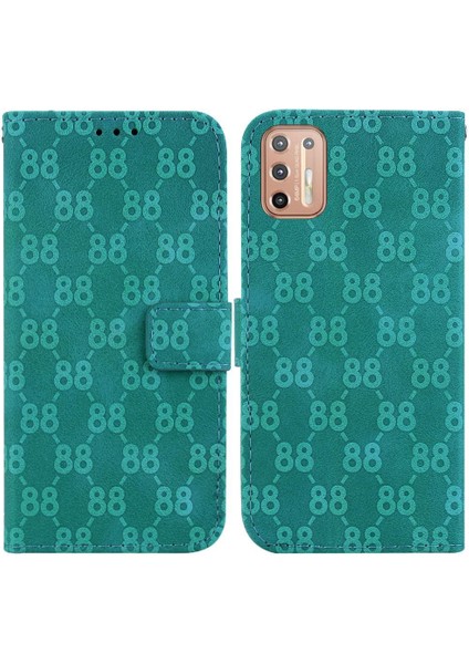 Motorola Moto G9 Artı Çift 8 Kabartmalı Kickstand Kart Pu Için Telefon Kılıfı (Yurt Dışından)