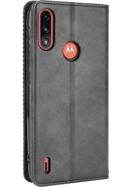 Motorola Moto E7 Güç Pu Deri Manyetik Kapatma Cüzdan Için Telefon Kılıfı (Yurt Dışından)