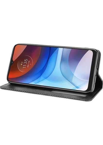 Motorola Moto E7 Güç Pu Deri Manyetik Kapatma Cüzdan Için Telefon Kılıfı (Yurt Dışından)