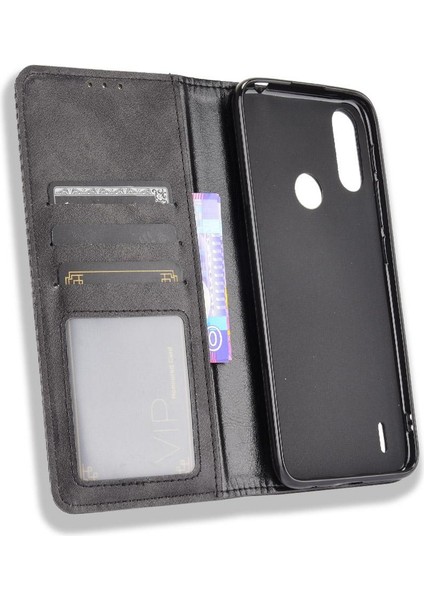 Motorola Moto E7 Güç Pu Deri Manyetik Kapatma Cüzdan Için Telefon Kılıfı (Yurt Dışından)