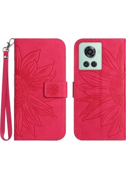 Oneplus 10R Kabartmalı Ayçiçeği Flip Cüzdan Için Lüks Pu Telefon Kılıfı (Yurt Dışından)