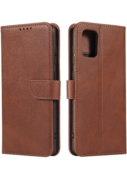 Samsung Galaxy A71 4g Manyetik Karbon Fiber Deri Folio Flip Case Telefon Kılıfı (Yurt Dışından)