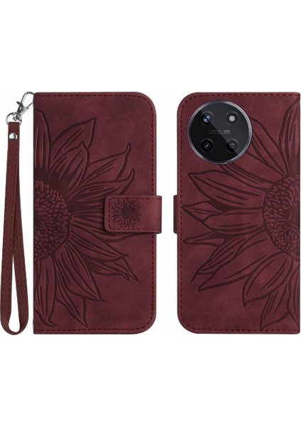 Realme 11 4g Flip Cüzdan Için Kart Yuvaları ile Kısa Kayış Telefon Kılıfı (Yurt Dışından)