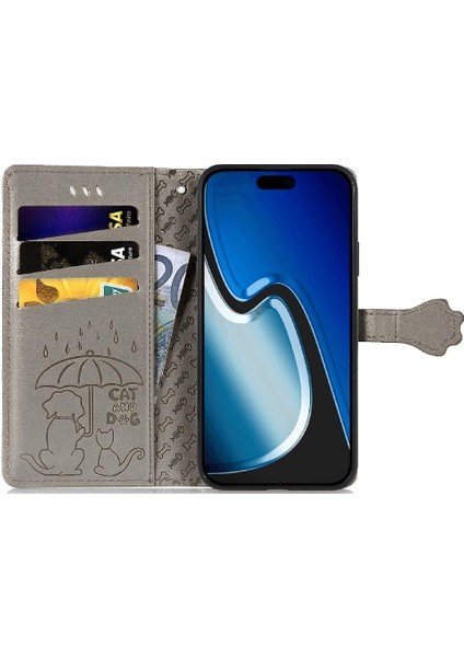 Iphone 15 Için Artı Karikatür Hayvanlar Kısa Kayış Deri Telefon Kılıfı (Yurt Dışından)