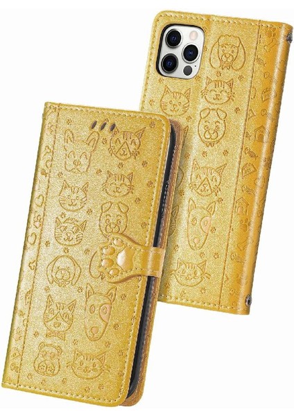 Iphone 12 Için /12 Pro Karikatür Hayvanlar Deri Çevir Telefon Kılıfı (Yurt Dışından)