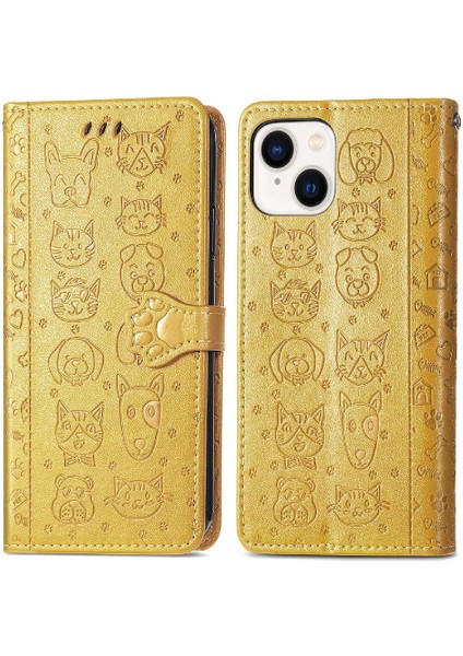 Iphone 15 Için Artı Karikatür Hayvanlar Kısa Kayış Deri Telefon Kılıfı (Yurt Dışından)