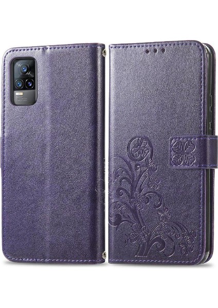 Vivo V21E 4g Için Kısa Kayış Dört Yapraklı Yonca Flip Zarif Telefon Kılıfı (Yurt Dışından)