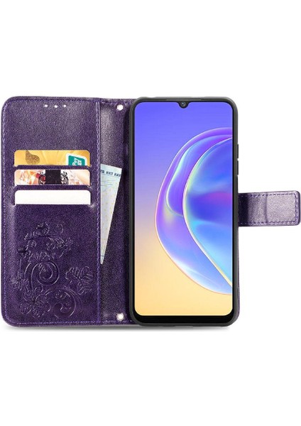Vivo V21E 4g Için Kısa Kayış Dört Yapraklı Yonca Flip Zarif Telefon Kılıfı (Yurt Dışından) modelleri