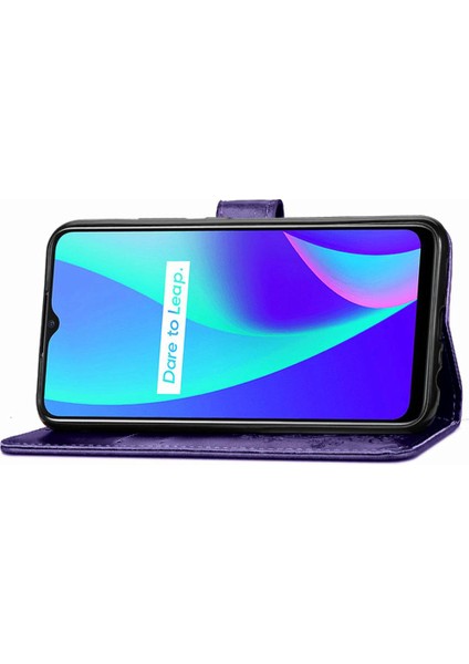 Realme C15 Zarif Iş Dört Yapraklı Yonca Flip Için Kısa Telefon Kılıfı (Yurt Dışından) modelleri