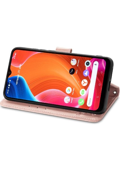 Realme C20 Dört Yapraklı Yonca Flip Için Kısa Kayış Telefon Kılıfı (Yurt Dışından)