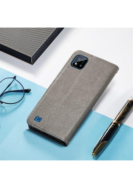 Realme C20 Dört Yapraklı Yonca Flip Için Kısa Kayış Telefon Kılıfı (Yurt Dışından)