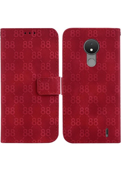 Nokia C21 Çift 8 Kabartmalı Pu Deri Kart Tutucu Cüzdan Için Telefon Kılıfı (Yurt Dışından)