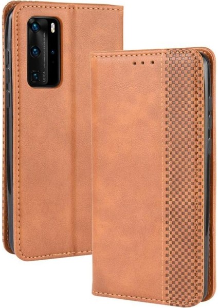 Huawei P40 Pro Manyetik Kapatma Pu Deri Cüzdan Için Telefon Kılıfı (Yurt Dışından)