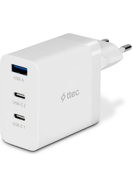 Smartcharger Trio Gan 65W Pd Seyahat Hızlı Şarj Aleti 2 Usb-C+Usb-A