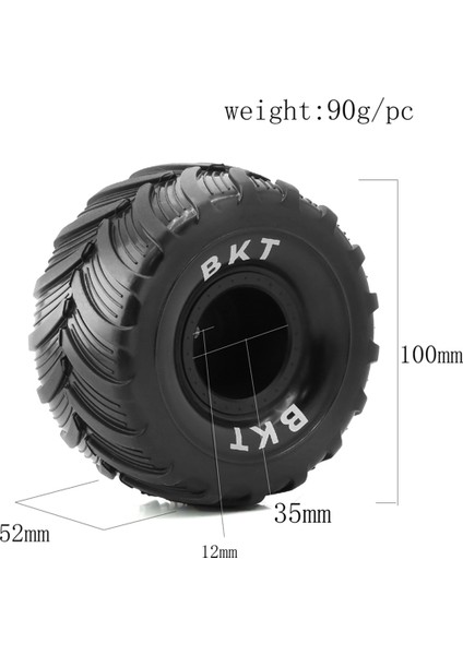 1/18 Mini Için 4 Adet 100MM 1/10 Lastik, Beyaz (Yurt Dışından)