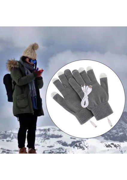 USB Isıtma Sporları Çalışma Kayak Yıkanabilir Kış Gri (Yurt Dışından)