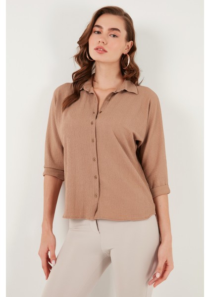 Arkası Uzun Truvakar Kol Gömlek Bayan Gömlek 5865596 modelleri