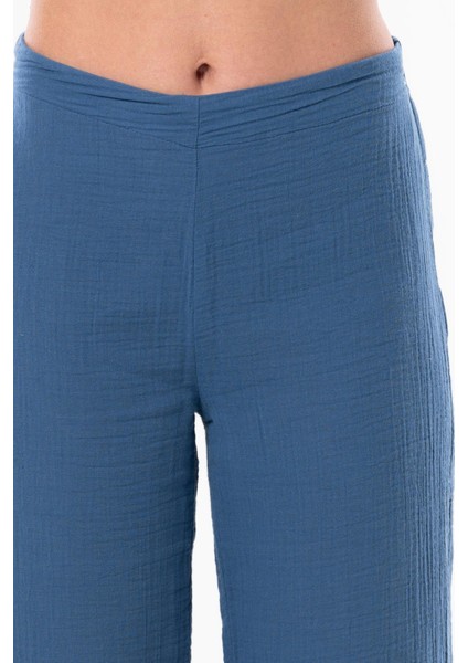 Sardunya Beli Lastikli Müslin Pantolon Indigo modelleri