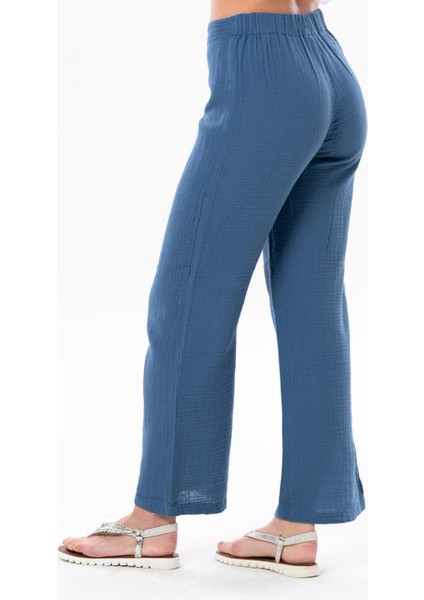 Sardunya Beli Lastikli Müslin Pantolon Indigo fırsatları