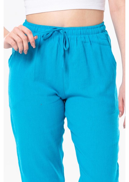 Çift Cepli Unisex Yazlık Pantolon Turkuaz