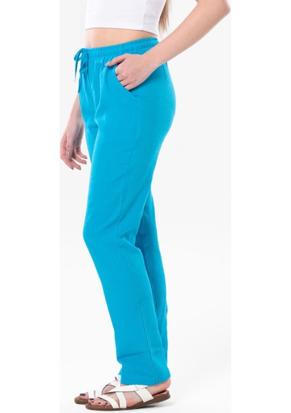 Çift Cepli Unisex Yazlık Pantolon Turkuaz