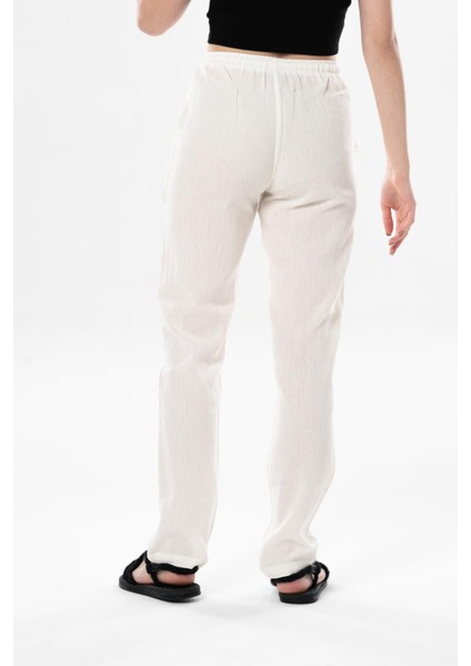 Çift Cepli Unisex Yazlık Pantolon Krem