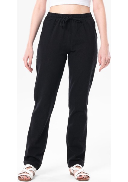 Çift Cepli Unisex Yazlık Pantolon Siyah