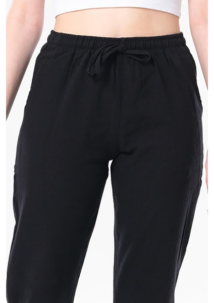 Çift Cepli Unisex Yazlık Pantolon Siyah