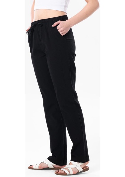 Çift Cepli Unisex Yazlık Pantolon Siyah